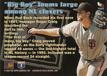 1994 Stadium Club Members Only 50 #44 Rod Beck Back