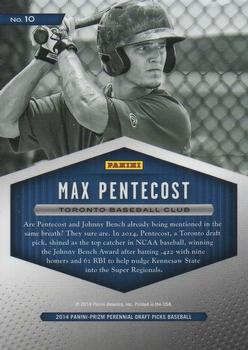 2014 Panini Prizm Perennial Draft Picks - 2014 Draft Class #10 Max Pentecost Back