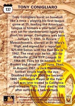 1994 Ted Williams #137 Tony Conigliaro Back