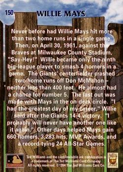 1994 Ted Williams #150 Willie Mays Back