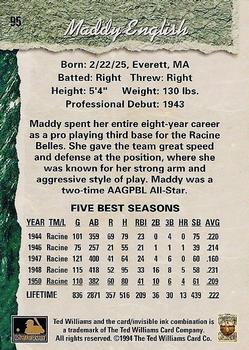 1994 Ted Williams #95 Maddy English Back
