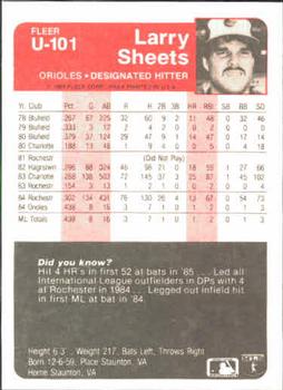 1985 Fleer Update #U-101 Larry Sheets Back