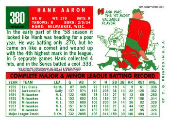 2000 Topps - Hank Aaron Chrome Refractors #6 Hank Aaron Back