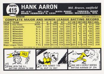 2000 Topps - Hank Aaron Chrome Refractors #8 Hank Aaron Back
