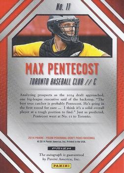 2014 Panini Prizm Perennial Draft Picks - Prospect Signatures Prizms #11 Max Pentecost Back