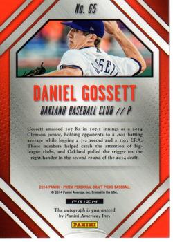 2014 Panini Prizm Perennial Draft Picks - Prospect Signatures Prizms #65 Daniel Gossett Back