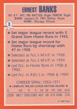 1985 Topps Woolworth All Time Record Holders #3 Ernie Banks Back