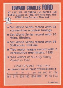 1985 Topps Woolworth All Time Record Holders #11 Whitey Ford Back