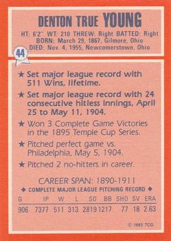 1985 Topps Woolworth All Time Record Holders #44 Cy Young Back