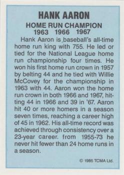 1985 TCMA Home Run Champions #NNO Hank Aaron Back