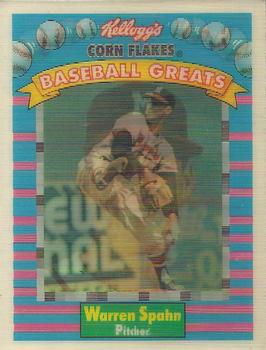 1991 Kellogg's Corn Flakes Baseball Greats #12 Warren Spahn Front
