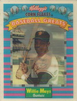 1991 Kellogg's Corn Flakes Baseball Greats #3 Willie Mays Front