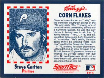 1991 Kellogg's Corn Flakes Baseball Greats #8 Steve Carlton Back