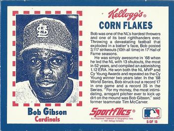 1991 Kellogg's Corn Flakes Baseball Greats #5 Bob Gibson Back
