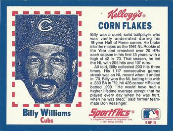 1991 Kellogg's Corn Flakes Baseball Greats #9 Billy Williams Back