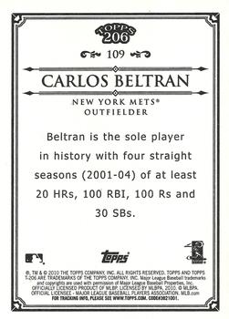 2010 Topps 206 #109 Carlos Beltran Back