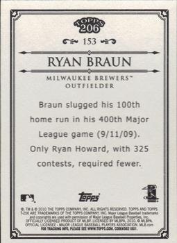 2010 Topps 206 #153 Ryan Braun Back