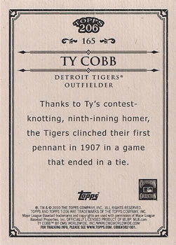 2010 Topps 206 #165 Ty Cobb Back