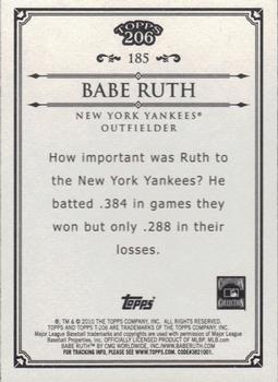 2010 Topps 206 #185 Babe Ruth Back
