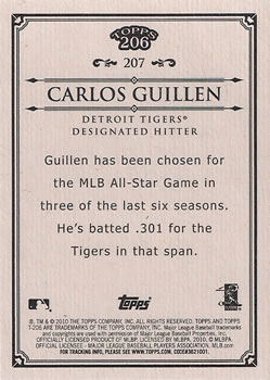 2010 Topps 206 #207 Carlos Guillen Back