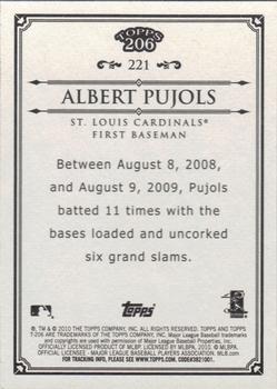 2010 Topps 206 #221 Albert Pujols Back