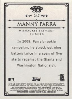 2010 Topps 206 #267 Manny Parra Back