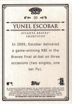 2010 Topps 206 #30 Yunel Escobar Back