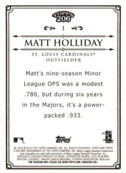 2010 Topps 206 #1 Matt Holliday Back
