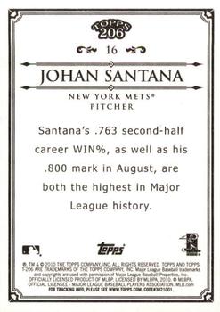 2010 Topps 206 #16 Johan Santana Back
