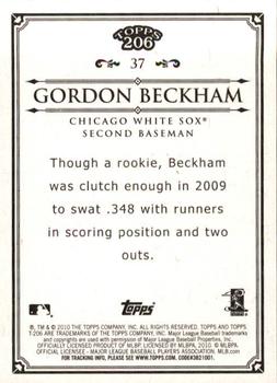 2010 Topps 206 #37 Gordon Beckham Back