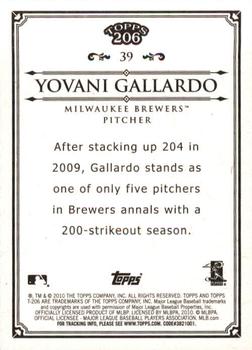2010 Topps 206 #39 Yovani Gallardo Back