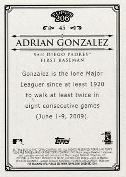 2010 Topps 206 #45 Adrian Gonzalez Back