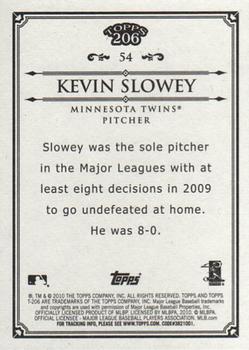2010 Topps 206 #54 Kevin Slowey Back