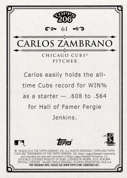 2010 Topps 206 #61 Carlos Zambrano Back
