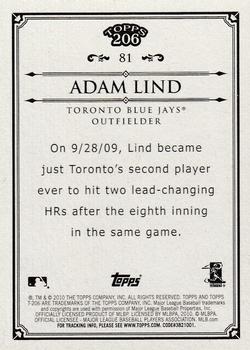 2010 Topps 206 #81 Adam Lind Back