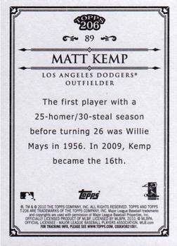 2010 Topps 206 #89 Matt Kemp Back