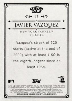 2010 Topps 206 #97 Javier Vazquez Back
