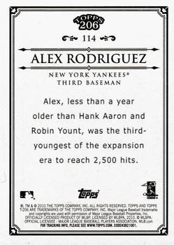 2010 Topps 206 #114 Alex Rodriguez Back