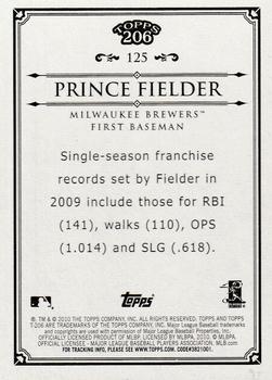2010 Topps 206 #125 Prince Fielder Back