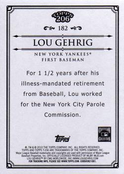 2010 Topps 206 #182 Lou Gehrig Back