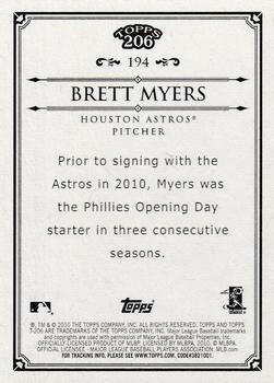 2010 Topps 206 #194 Brett Myers Back