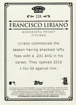 2010 Topps 206 #228 Francisco Liriano Back