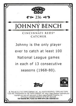 2010 Topps 206 #236 Johnny Bench Back