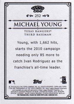 2010 Topps 206 #252 Michael Young Back
