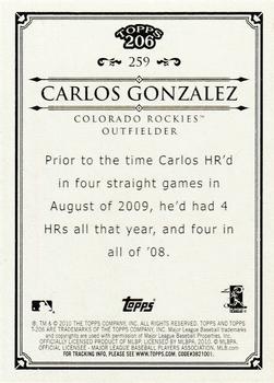 2010 Topps 206 #259 Carlos Gonzalez Back