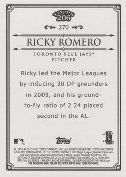 2010 Topps 206 #270 Ricky Romero Back