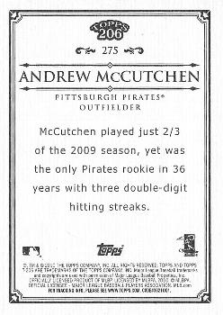 2010 Topps 206 #275 Andrew McCutchen Back