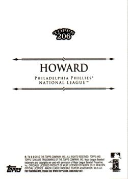 2010 Topps 206 #336 Ryan Howard Back