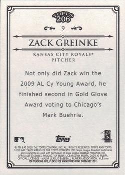 2010 Topps 206 #9 Zack Greinke Back