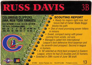 1994 Action Packed Minors #13 Russ Davis Back